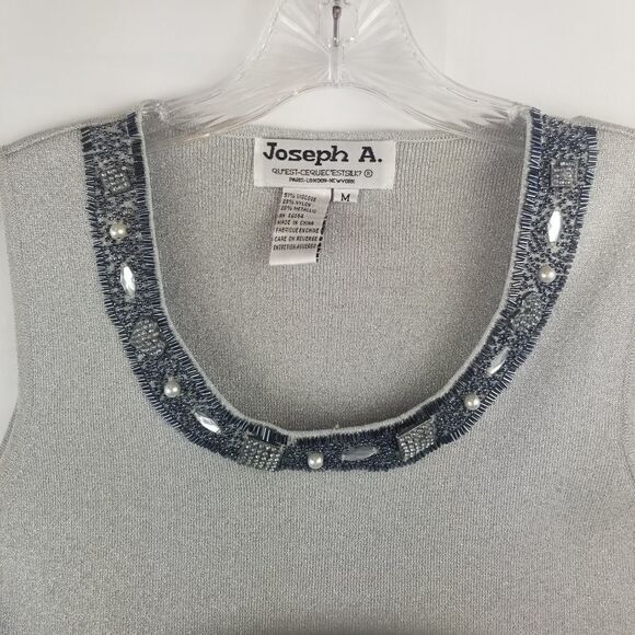 JOSEPH A. SILVER GLITTER AND BEADS TANK TOP - Picture 9 of 11